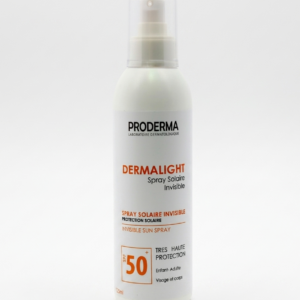 Spray Solaire Invisible Proderma Dermalight SPF 50+ protection visage et corps enfant adulte